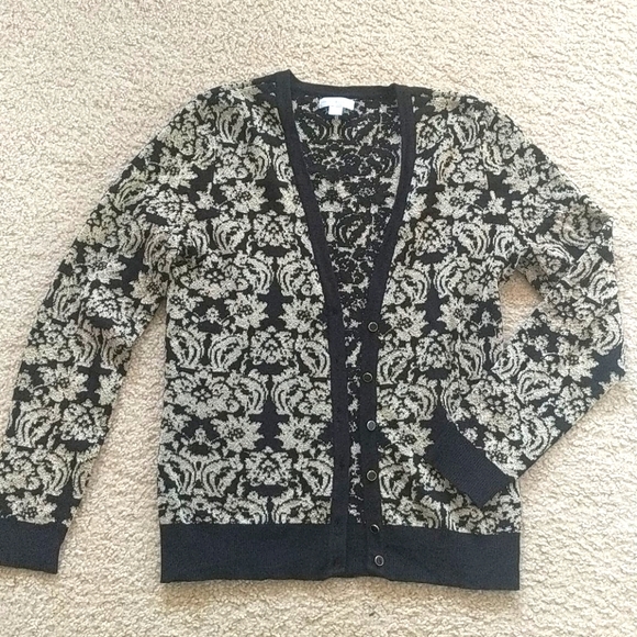 New York & Company Sweaters - Gold Metallic festive cardigan